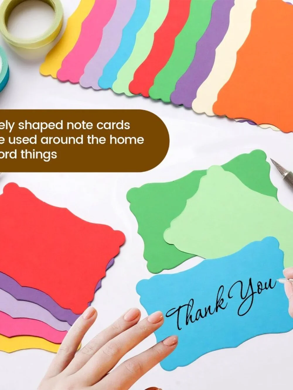 100 Pack Mini Cards with Envelopes, Small Colorful Blank Note Cards with Self-Ad